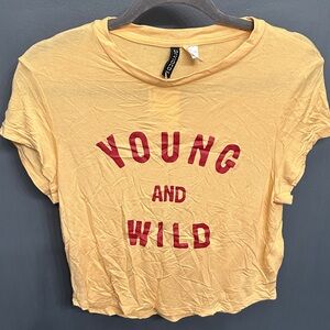 H&M Yellow Crop Top with Red Print